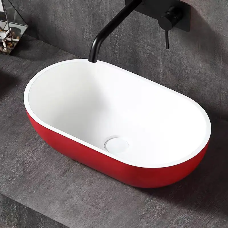 

Top Quality Matte/Bright white Artificial stone Above counter basin Wash basin Simplicity Bathroom Washbowl Modern Fashion Sink