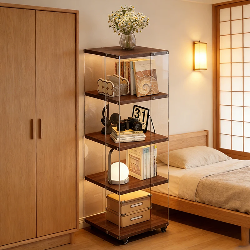 

Прочная вращающаяся напольная книжная полка, угловой книжный шкаф для гостиной, антикварный креативный многоярусный витринный шкаф для фигурок, передвижной.