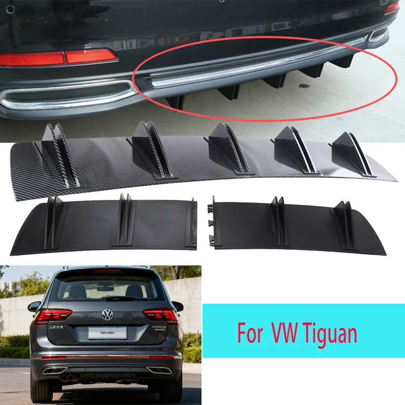 

For VW Tiguan Car Rear Bumper Lip ABS Double Wing Rear Shark Chassis Fin Style Curved Bumper Lip Diffuser Anti-collision