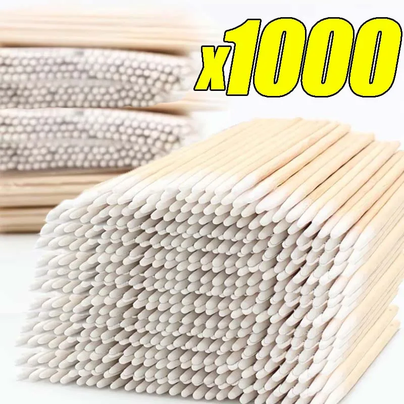 100/1000Pcs 일회용 뾰족한 면봉 다목적 미용 방진 더블/싱글 헤드 소프트 편안한 면봉