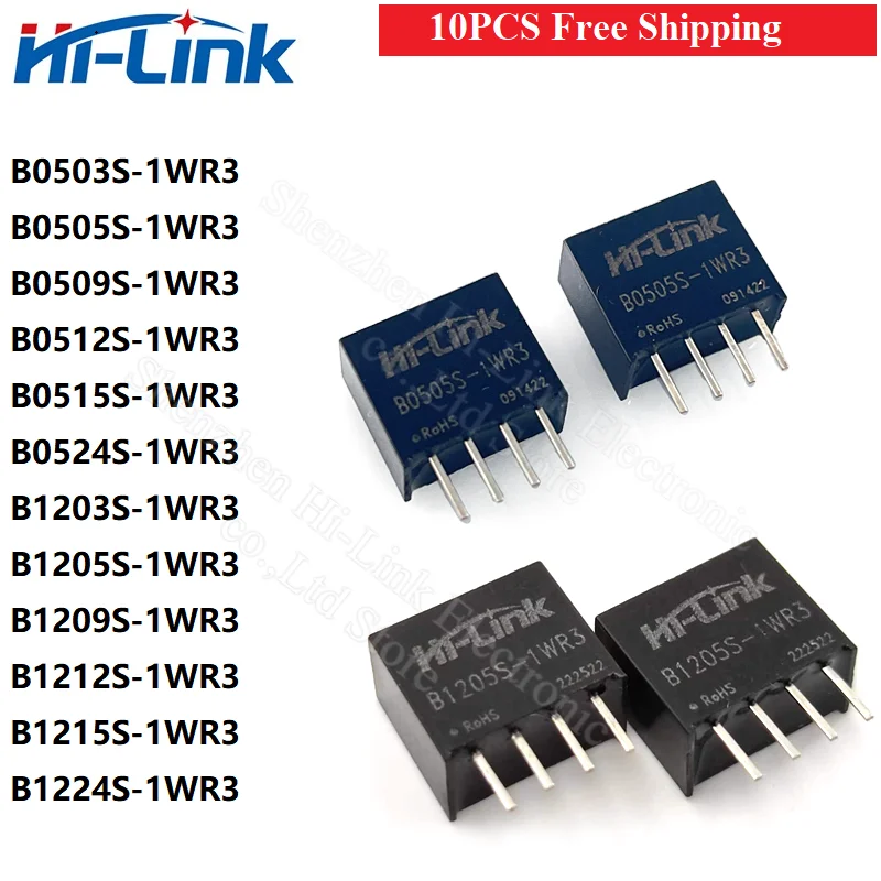 10pcs  B0505S-1WR3 3.3V 5V 9V 12V 15V 24V B0503S B0512SS-1WR3 B1212S-1WR3 B1205S-1WR3 Hi-Link Original DCDC Power Module