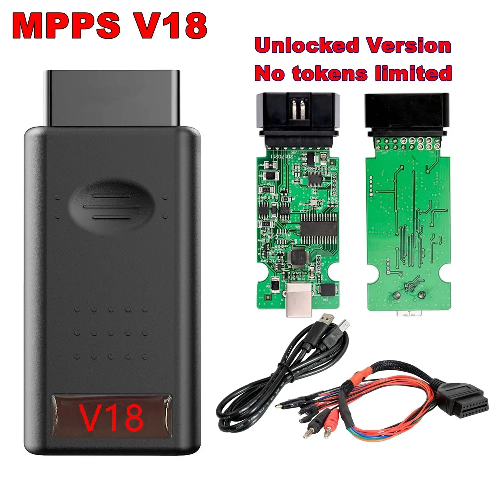 MPPS V18 MAIN+TRICORE+MULTIBOOT Full Chip With Breakout Tricore Cable OBD2 For EDC15 EDC16 EDC17 Multi-Language CAN