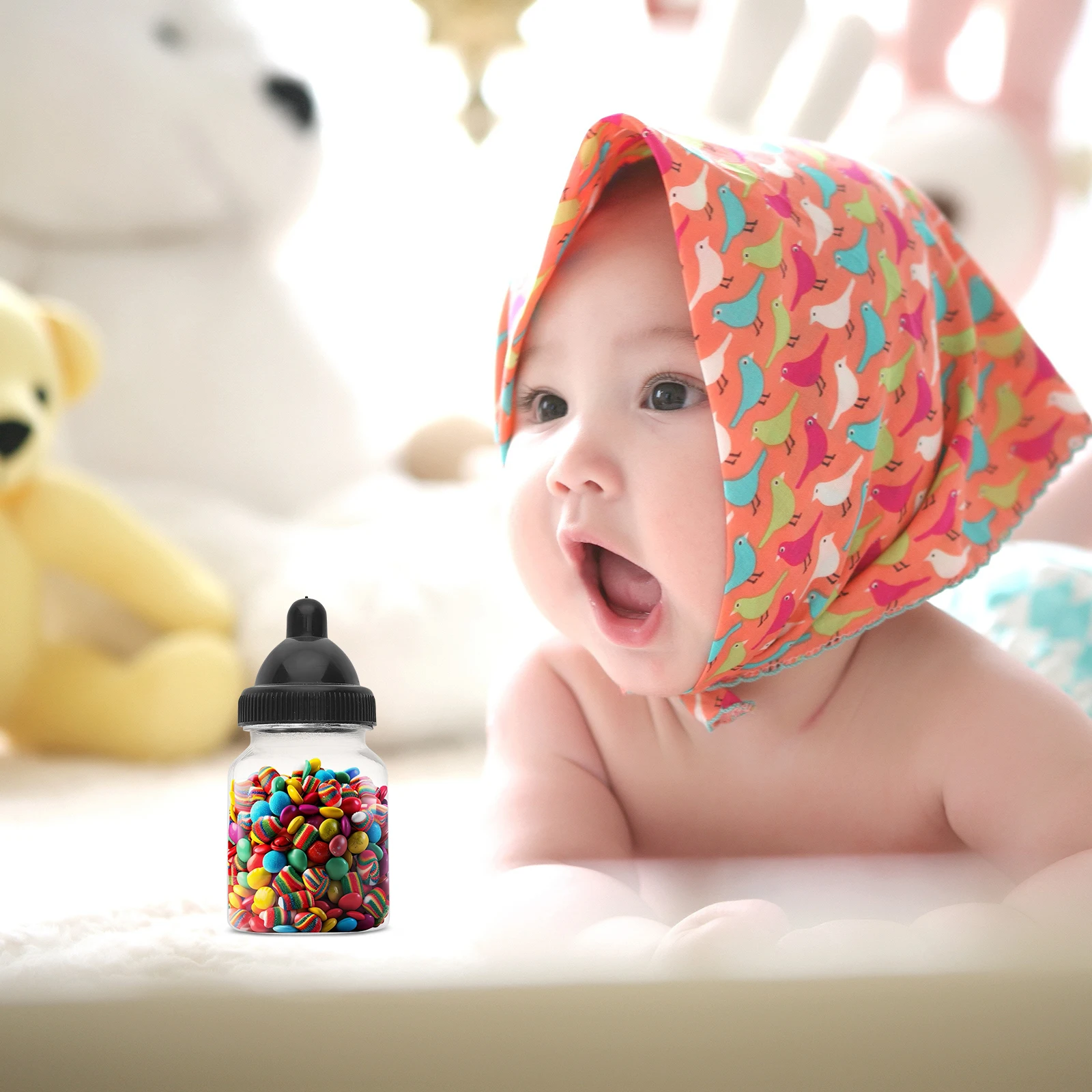 

12pcs Baby Bottle Candy Boxes Transparent Favors Decorative Sweet Containers for Baby Shower Birthday Event
