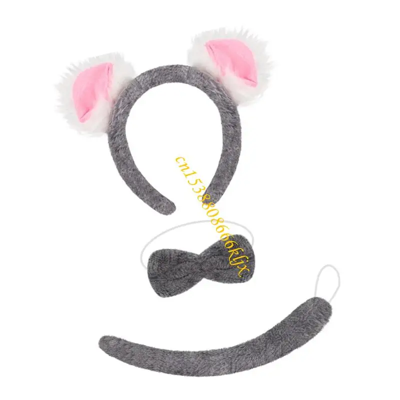 3pcs Koala Accesorios disfraces Juego orejas Koala Tailband Bowite Halloween Christmas Animal Extraumo para niños 066c