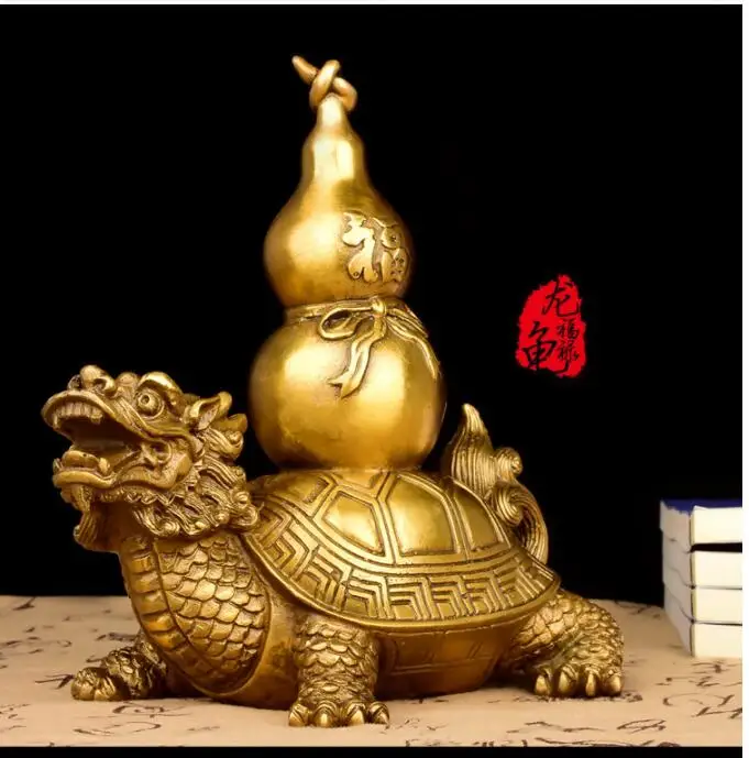 Imagem -04 - Dragon Turtle Brass Statue For Home Protection Top Protective Eficacious Talisman Office Protection Desenho de Dinheiro Feng Shui Large 20cm