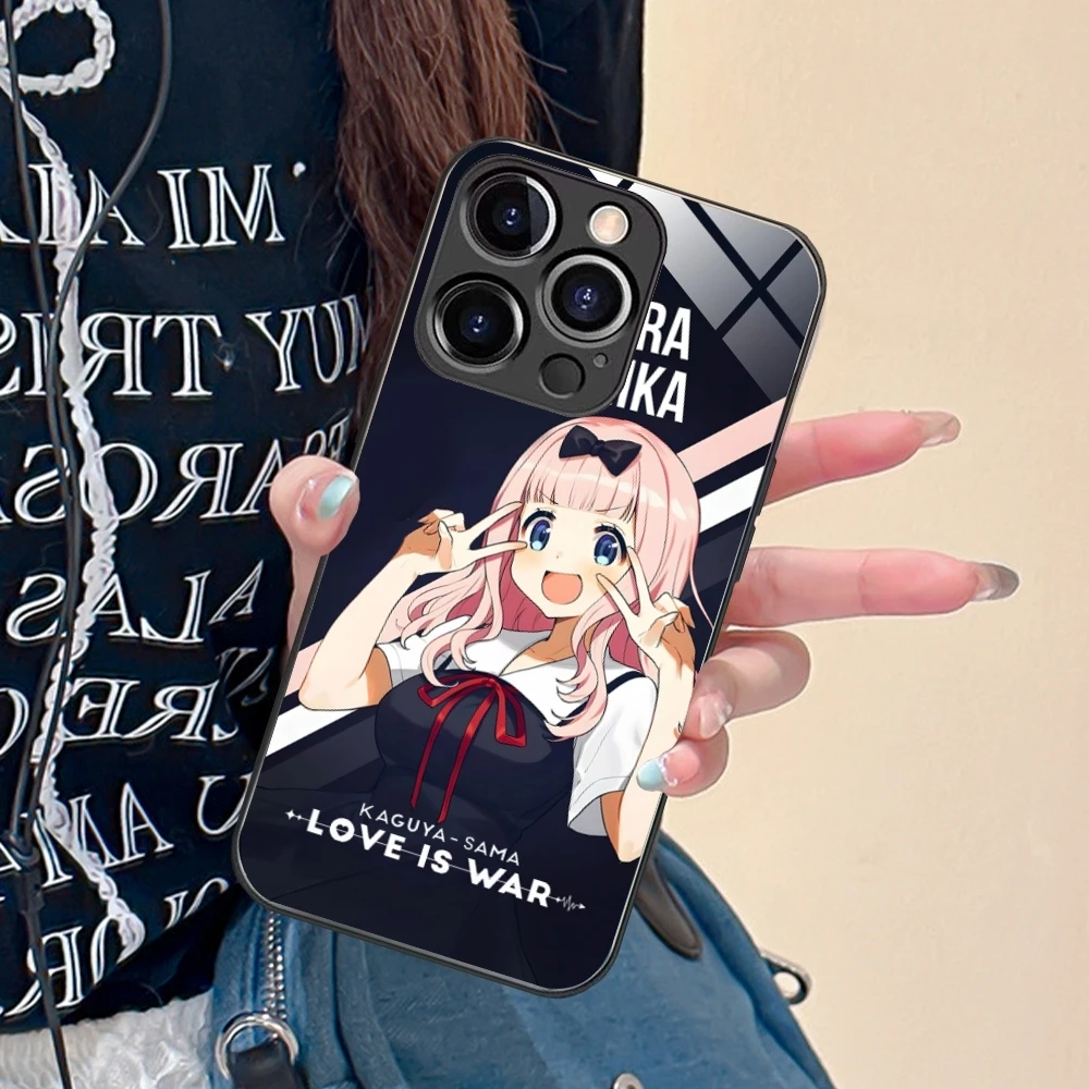 Kaguya Sama Chika Mobile Cell Phone Case for iPhone 15 14 13 12 11 X XR XS 8 Pro Max Plus Mini PC Glass Phone Cover Shell