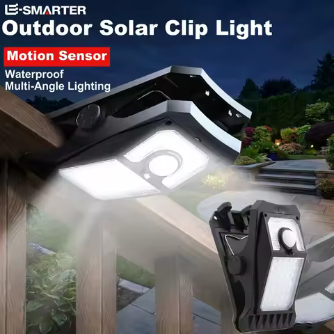 Outdoor Clip-on Motion Sensing Light Solar LED Street Light IP65 Waterproof Camping Light for Fence Deck Wall Camping Tent Patio