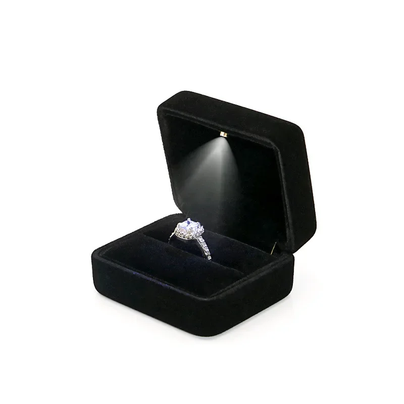 

Luxury Ring Box With LED Lights Gifts Box For Engagement Wedding Birthday Valentine's Day Ring Display Jewelry Organizer Box