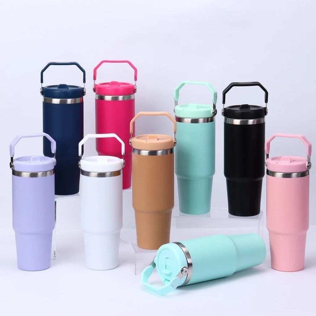 Garrafa Térmica 600ML/900ML com Bico e Alça Flip Tumbl em Aço Inoxidável