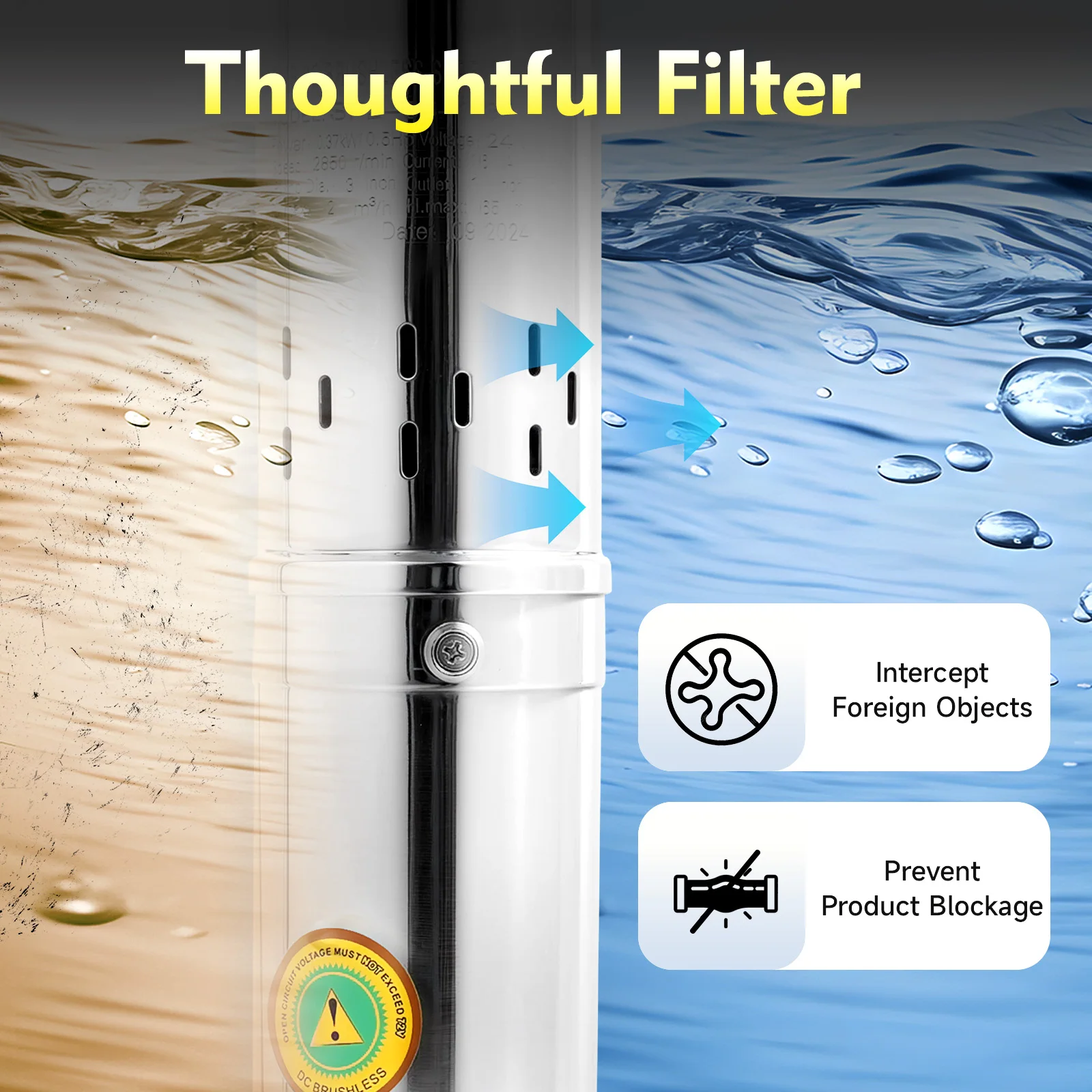 Bomba de poço profundo 24V 370W SP2-65-0.37 Proteção contra superaquecimento e design compacto