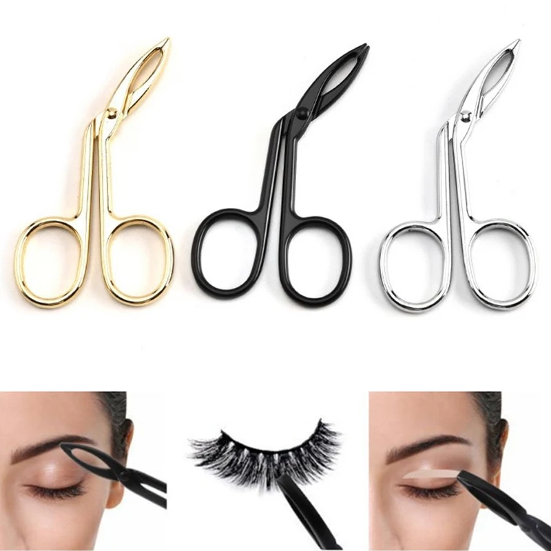 Alicates para cejas de codo puntiagudo recto, tijeras con Clip, pinzas, extractor de pelos de acero inoxidable, herramientas de maquillaje para desplumar cejas