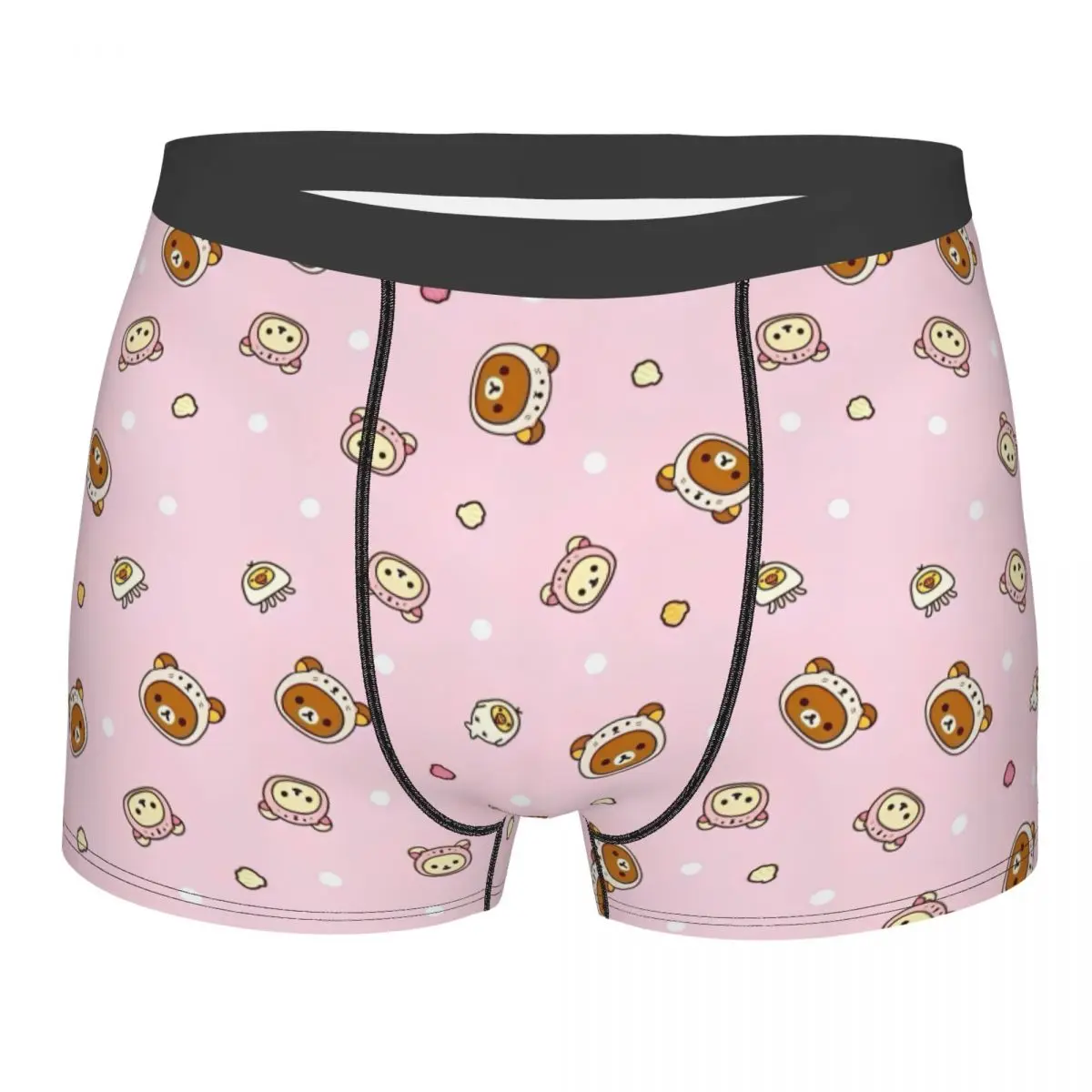 Pink Rilakkuma Cartoon Men's Underwear Boxer Briefs Shorts Panties Funny Soft Underpants for Male