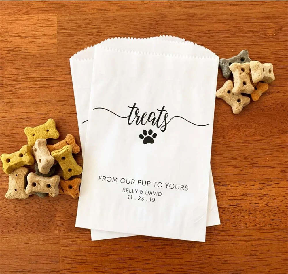 

50 Dog Treat Bags for Weddings LINED - Dog Treat Favor Bags - Wedding Doggie Bag - Doggy Dog Cookie Bags - Pet Biscuit Bar Bag