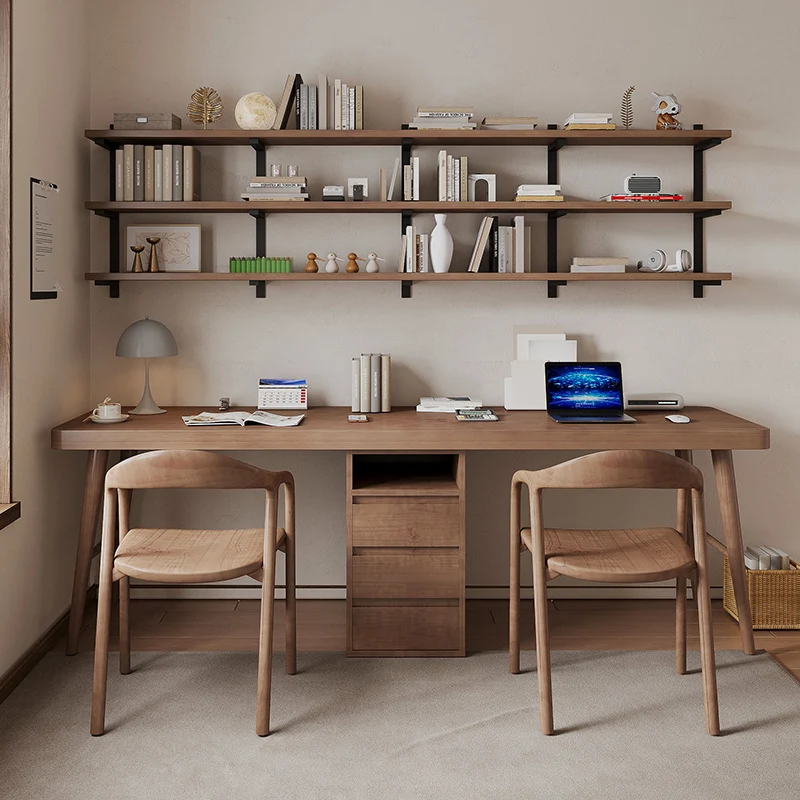 

Креативный кабинет, стол из цельного дерева, настенная книжная полка, комбинация, двойной верстак, студенческий кабинет, длинный стол, компьютерный стол