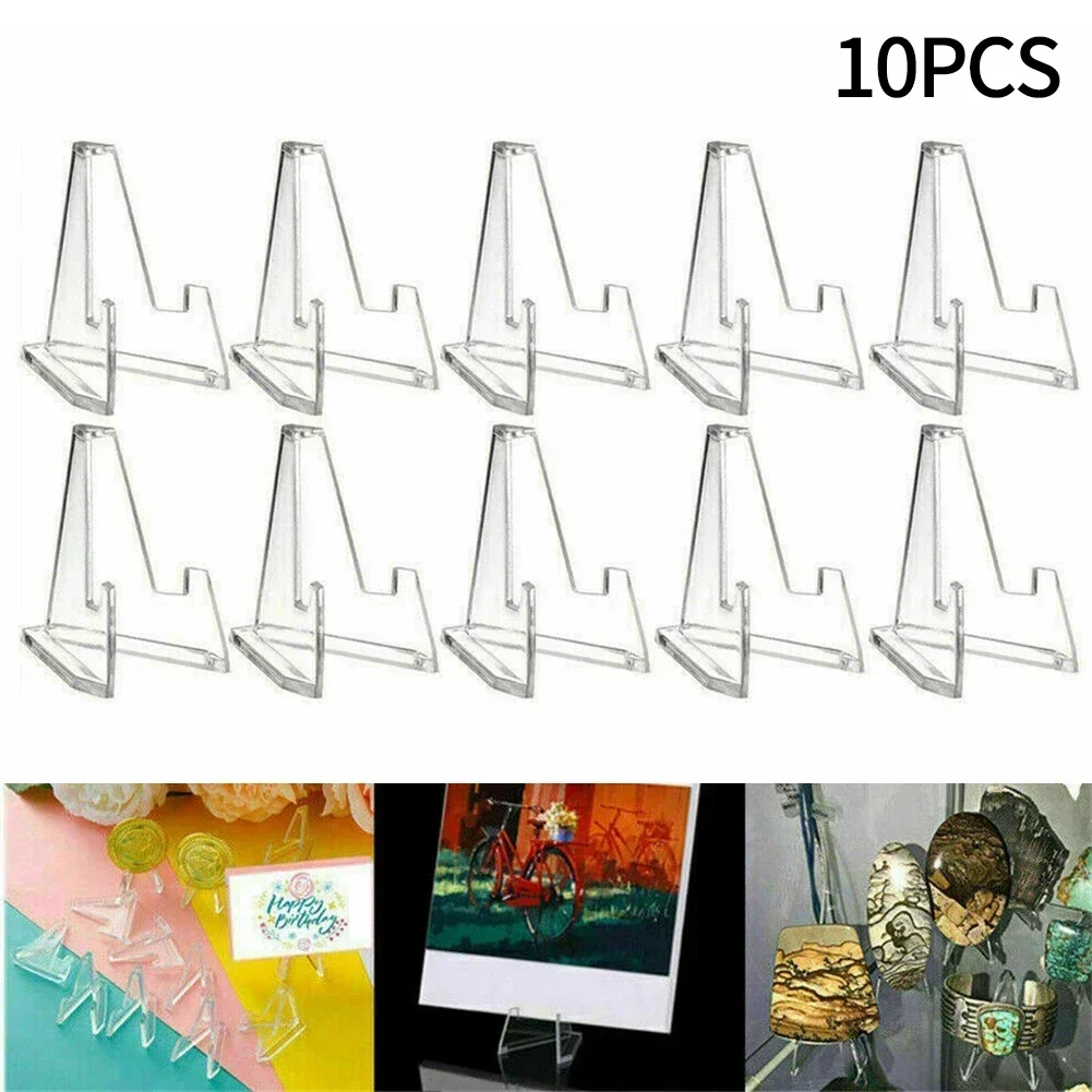 10pcs Acrylic Display Stand Transparent Triangle Commemorative Coin Holder Display Rack For Exhibition Home Supplies Museum