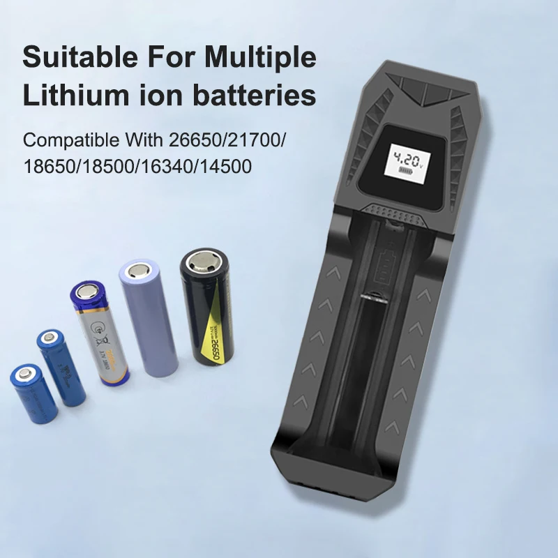 18650 Battery Charger Smart Lithium Battery Charger or 3.7V Rechargeable Batteries For 18650 26650 21700 16340 14500 18500 18350