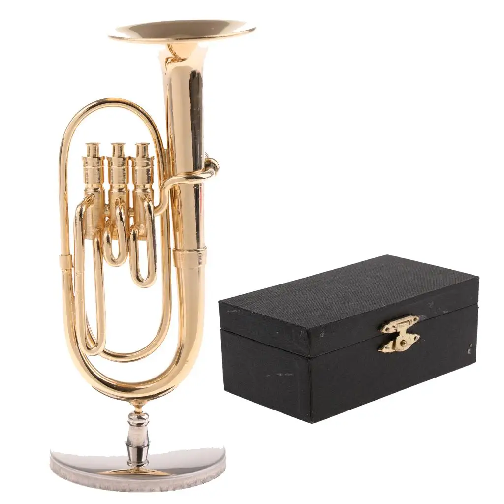 12th Dollhouse Miniature 1/12 Tuba Model Copper Musical Instrument for Miniature Furniture Doll House Decor