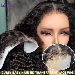 Curly Baby Hair Wig 30 32 Inch  13x6 HD Lace Frontal Wig Curly Wave Lace Front Human Hair Wigs Pre plucked Kinky Edge Hairline