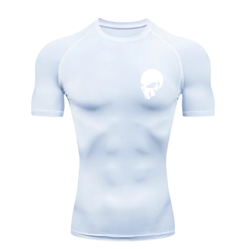 Skull Pattern 2026 Men's Sports T-shirt Training Fitness Compression Rashguard Tops Quick Dry Short Sleeve For Men T-Shirt