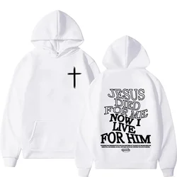 JESUS DIED New FOR ME Foreign Trade Women& Plus Velvet Cross Sweatshirt Slogan Print Kangaroo Pocket Drawstring Print Hoodie