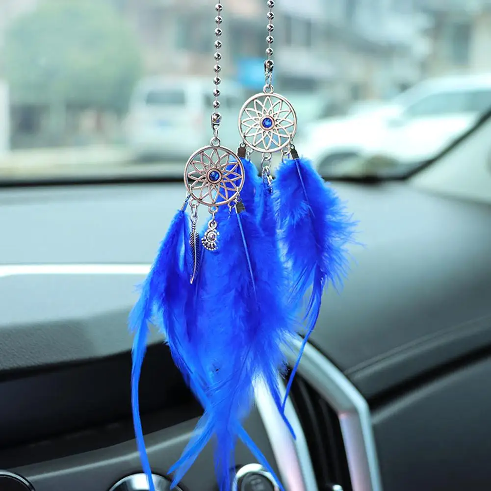 Dream Catcher kaca spion Interior mobil, hiasan cermin Interior mobil Multi warna, liontin angin mobil, Aksesori ganda P0N3