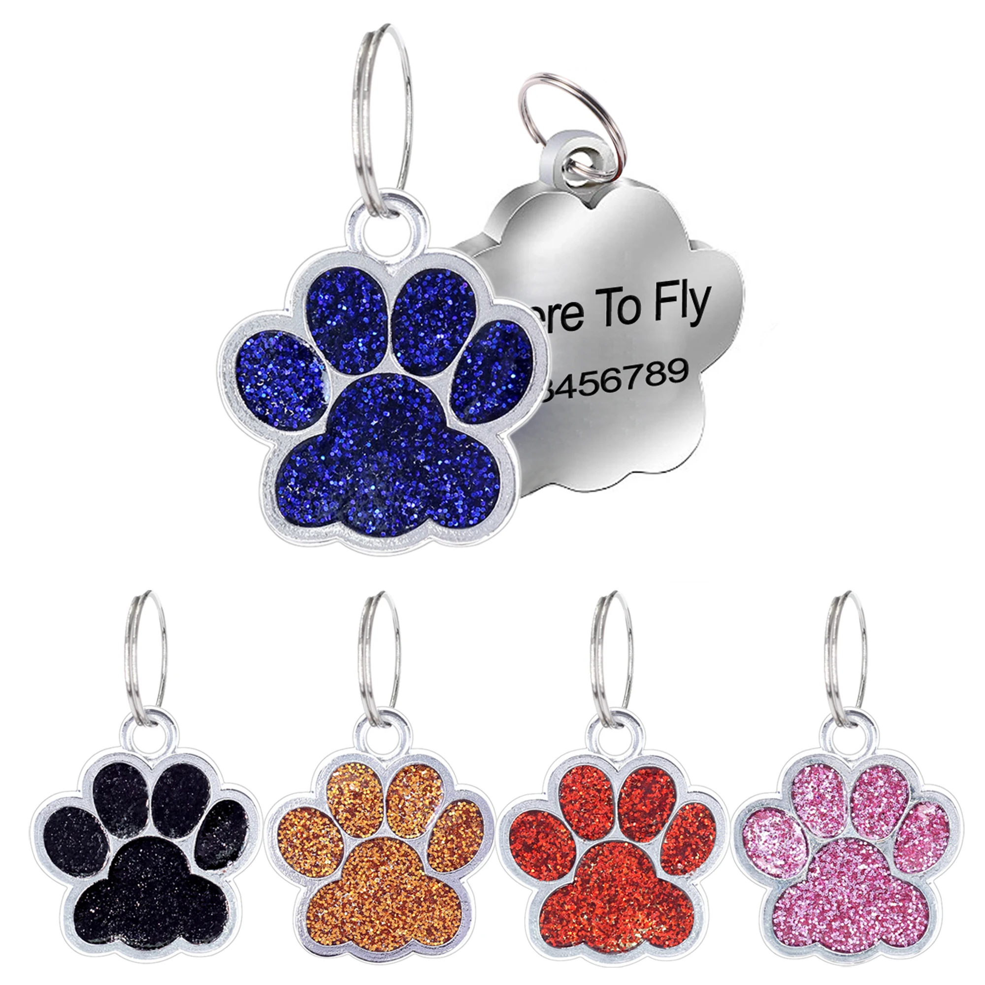 Personalized Engraving Pet Cat Name Tags Customized Dog ID Tag Collar Accessories Nameplate Anti-lost Pendant Metal Keyring 1 Pc