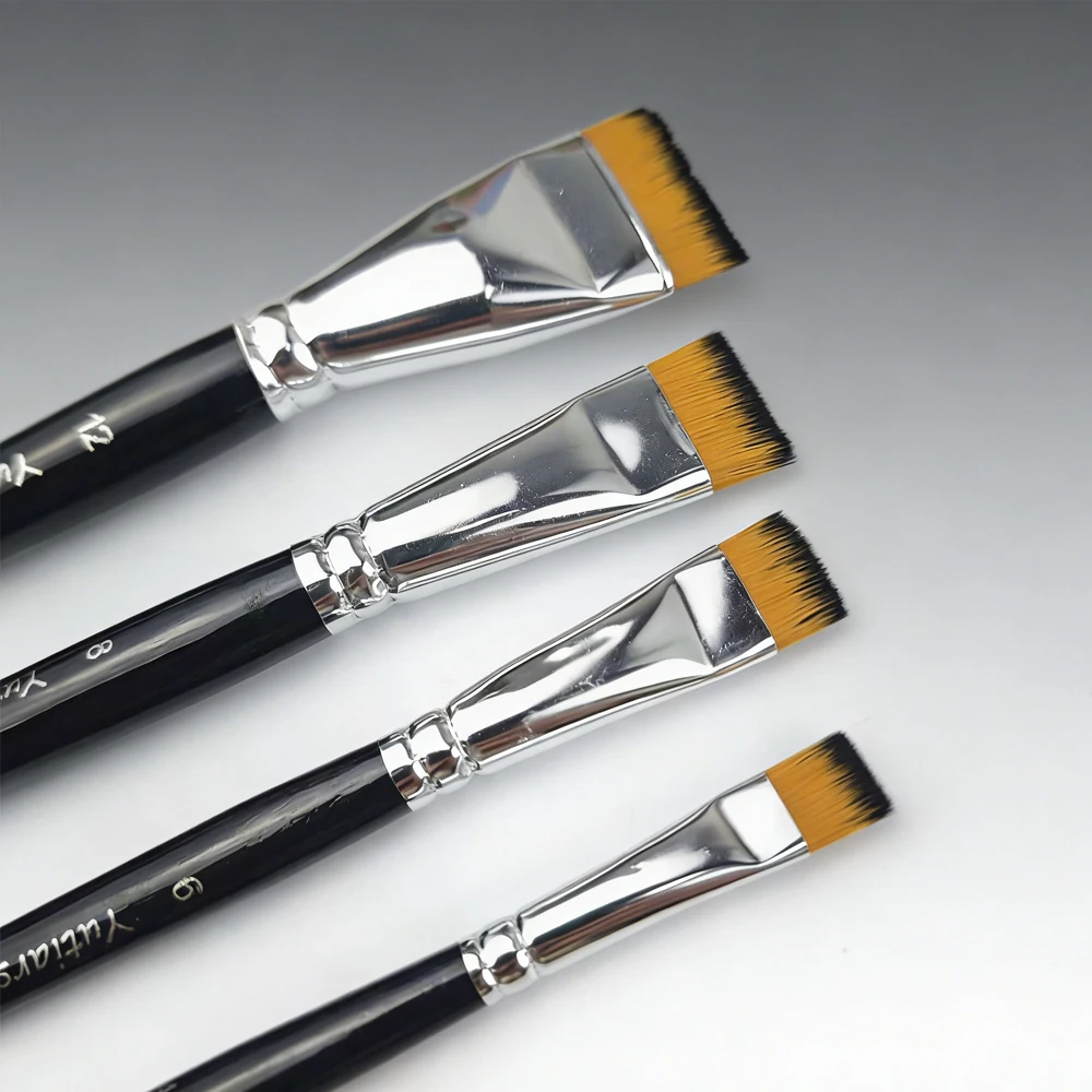 Yutiars 4-teiliges Set Professionelles Lack- und Ölmalerei-Werkzeug - Großer Pinsel Kurzhaariger Nylonpinsel Kunst Kleiner Flachpinsel Materialien – Detail 3
