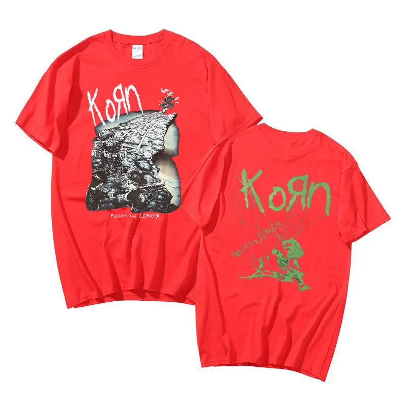 Rock Band Korn Ftl 25 Follow The Leader Graphic T Shirt Men Women Gothic Casual Oversized Tees Male T-shirts Mens Vintage Tshirt