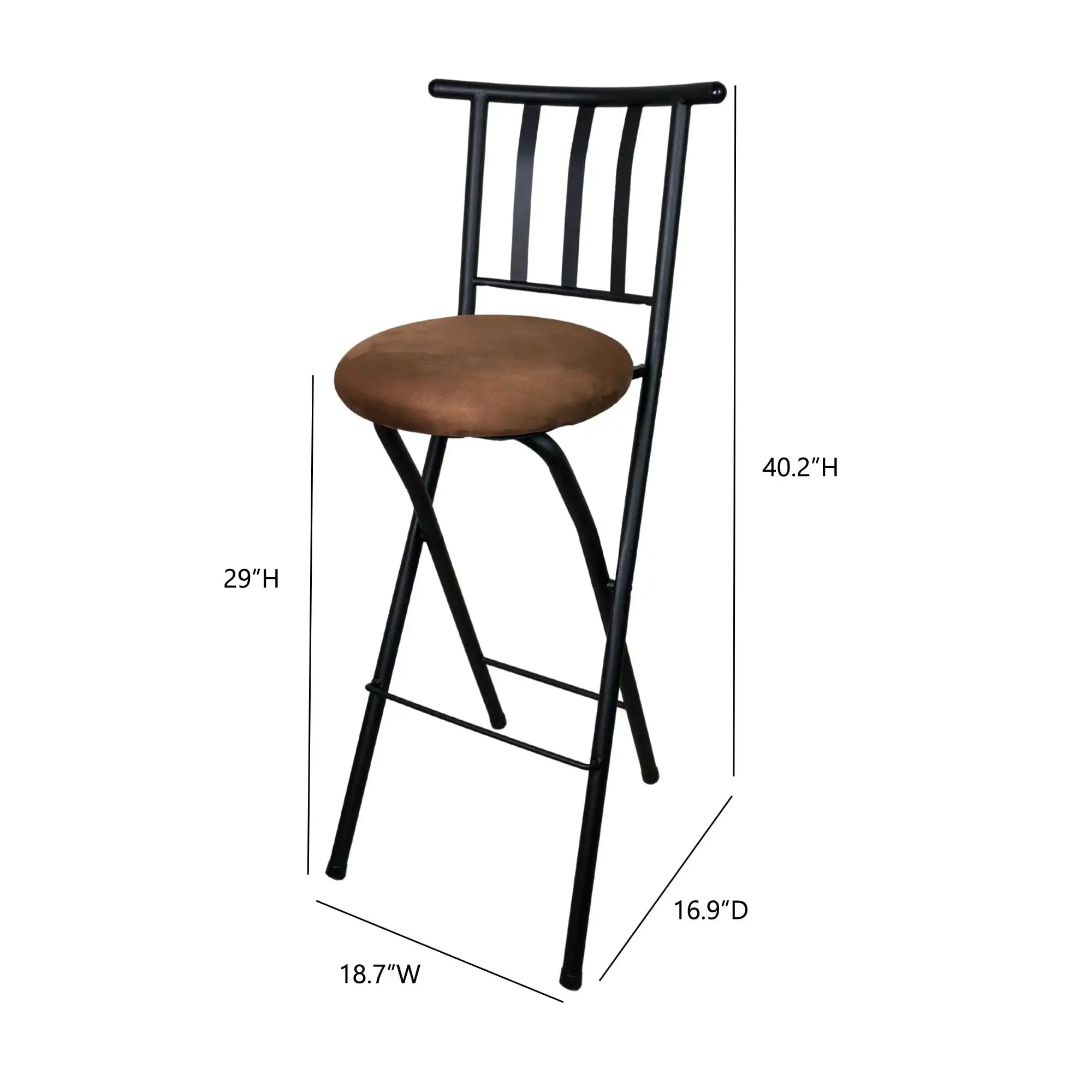 

Indoor Metal Folding Stool with Slat Back and Microfiber Seat