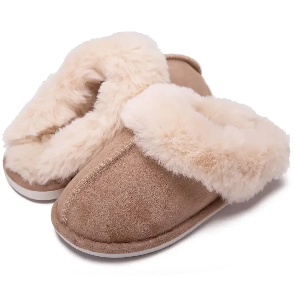 Winter Cotton Slippers Comfortable Home Shoes Fashionable Plush Neckline Warm Shoes Indoor Winter Cotton Slippers