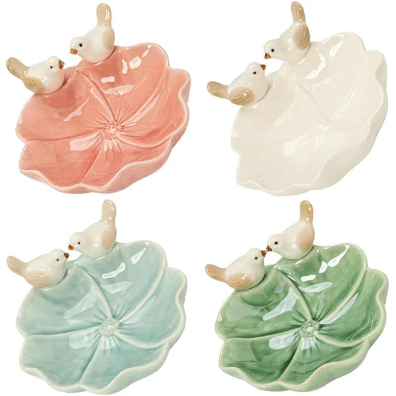 E15E Elegant Pad Earthenware Jewelry Tray For Circlets Earrings Decorative Planner Permanent Display Dish
