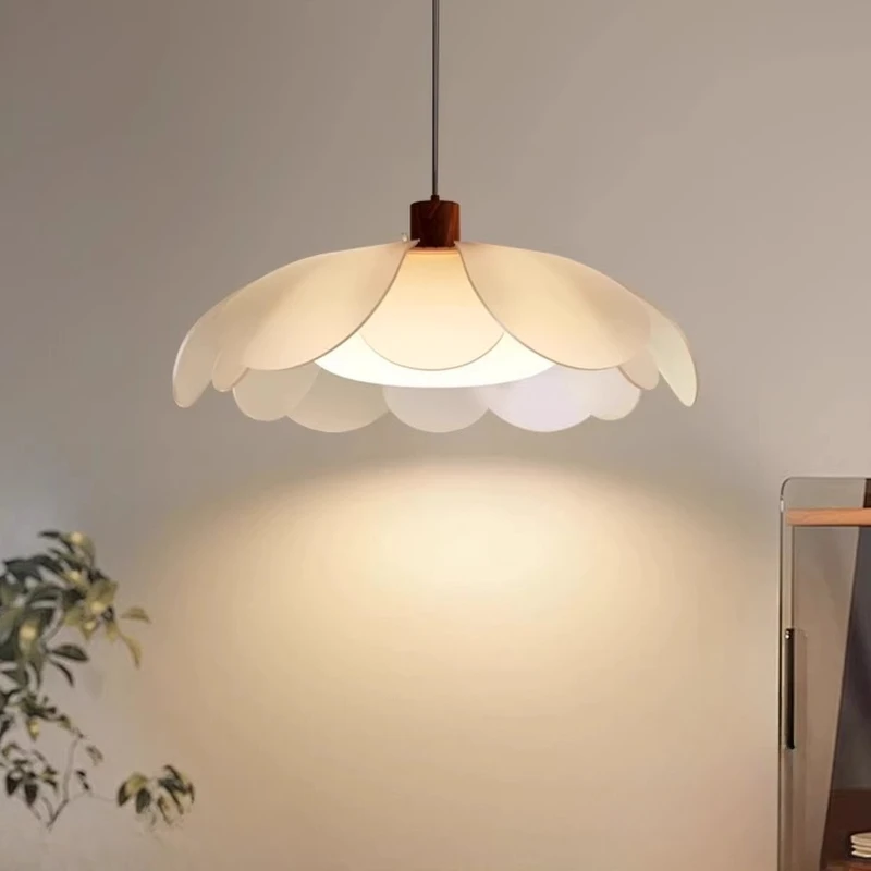 

French Simple Acrylic Flower LED Pendant Light Kitchen Restaurant Study Living Room Bedroom Swing Arm Home Decoration Chandelier