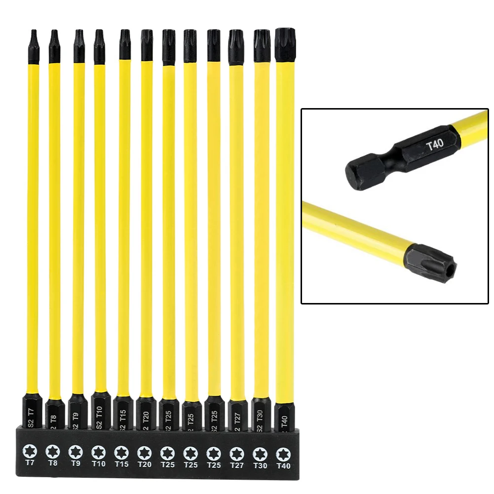 150mm Screwdriver Bit Set Extended Magnetic For Torx- Star Bit With Hole T15 T25 T30 T40 Screw Driver Hand Tools