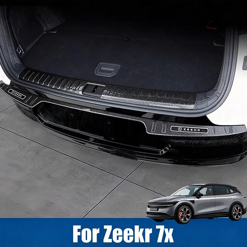 Rear Trunk Bumper Guard Cover Sticker Boot Plate For Zeekr 7X 2025 2026 Car Protector ABS Carbon fiber Decoration Accessories
