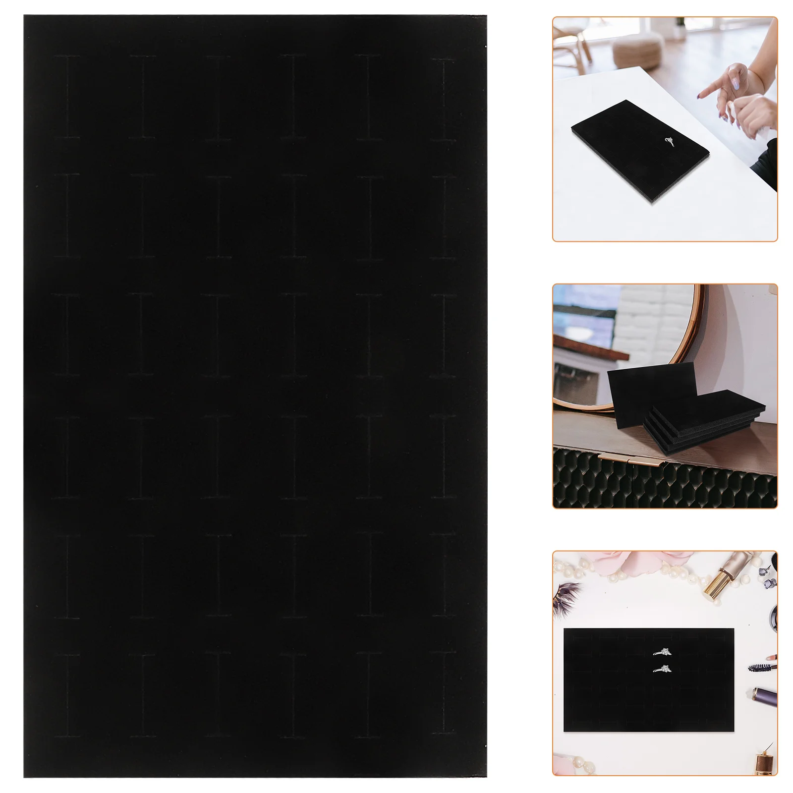 

5PCS Ring Earrings Jewelry Tray Display Foam Pads Stackable Holder Black Storage Organizer Accessories Box