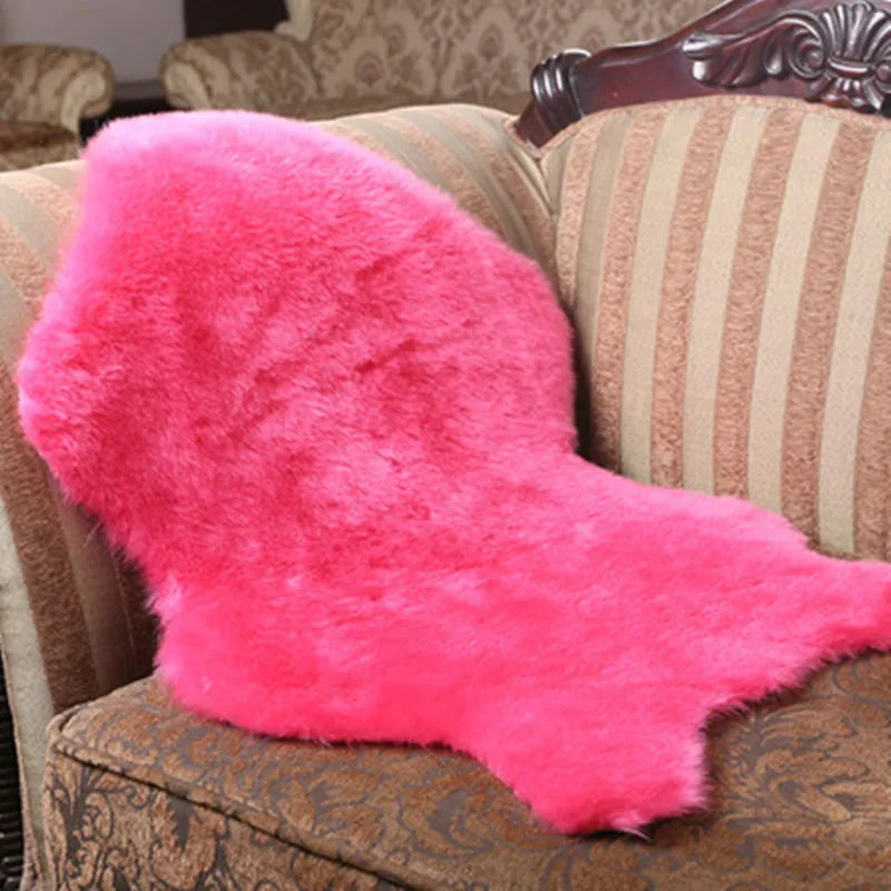 Solid Color Long Plush Fish-Shaped Carpet Super Soft Faux Wool Sofa Bow Window Cushion Skin-Friendly Bedroom Bedside Floor Mats