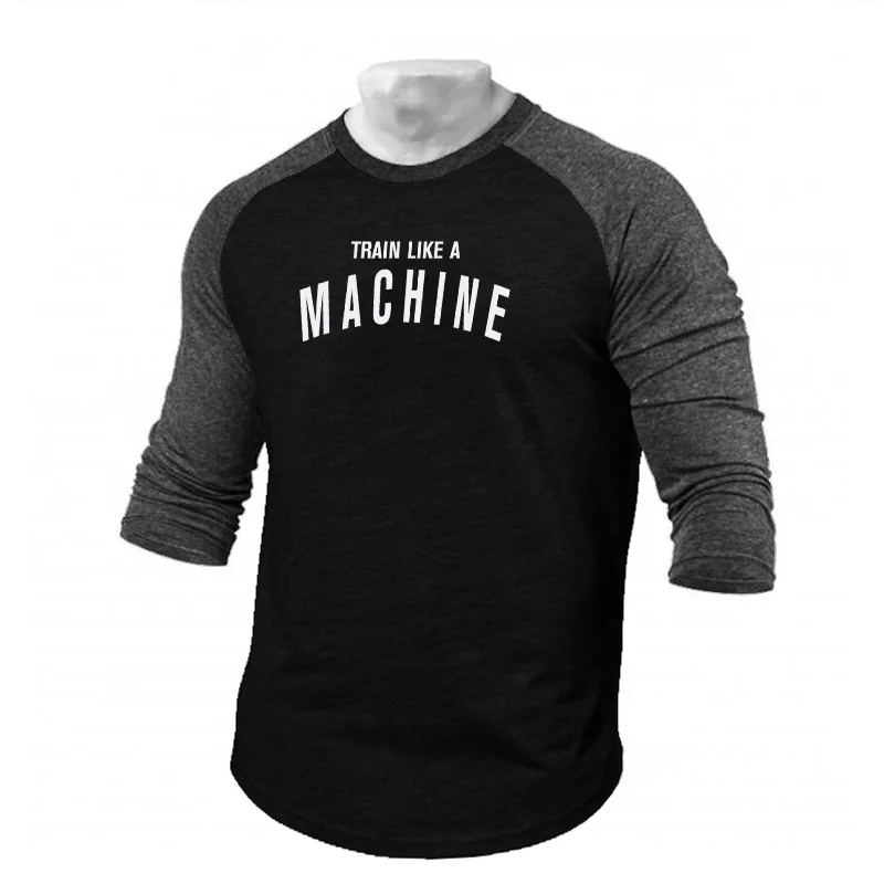 Men's Spring and Autumn Long Sleeve Baseball Uniforms Round Neck Stitching 3/4 Sleeves Sports Casual T-Shirts