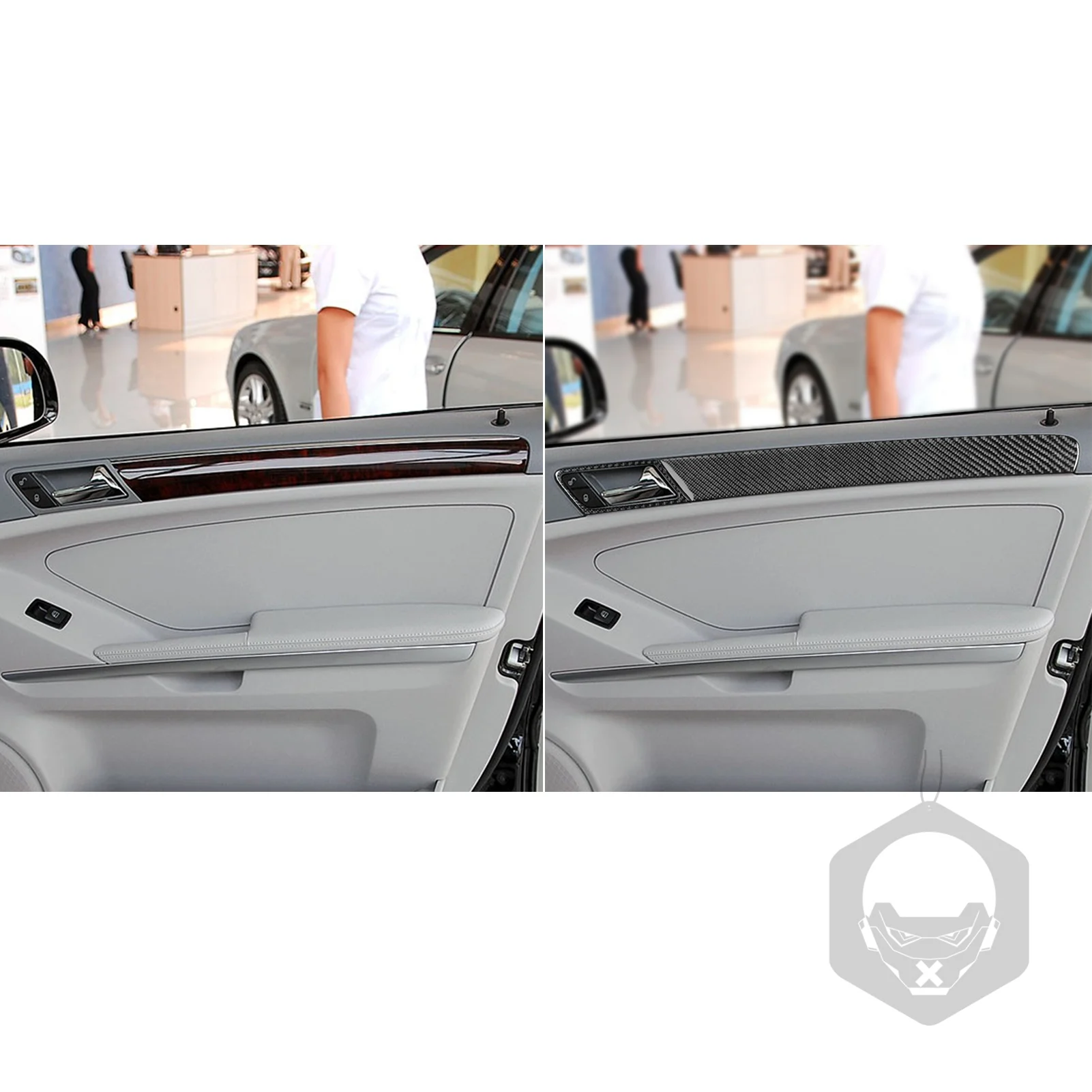 Nakładki na klamki drzwi z włókna węglowego do Mercedes-Benz Klasy M W164 2005-2011, listwy ozdobne, akcesoria do wnętrza samochodu, naklejki dekoracyjne. — zdjęcie 3