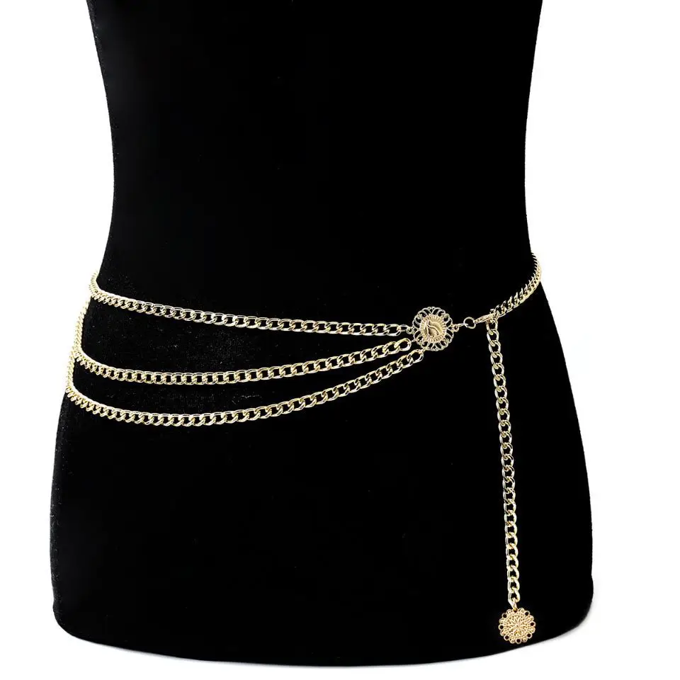 

Daily Fashion Slim Fit Versatile Punk Waist Chain Moon Retro Metal Women's Dress Belt Retro High Waist Chain Women's Belt