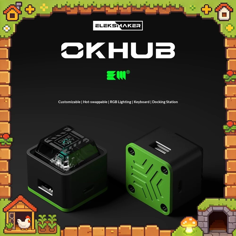 EleksMaker OKHUB Mechanical Keyboard Expand Dock Energy Keyboard CNC Shell RGB For Pc Accessory