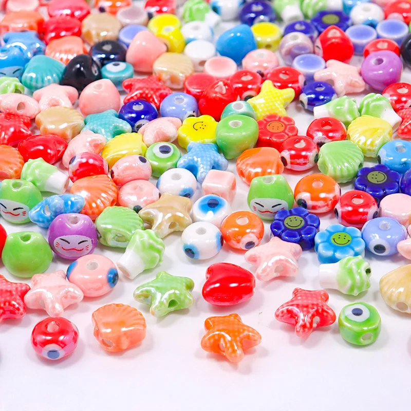 Mini Colored Ceramic Beads For Jewelry Making DIY Earring Bracelet Necklace Starfish Shell Shape Ceramic Jewelry Accessories