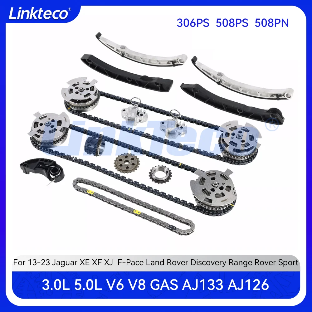 Engine Timing Chain Kit Camshaft VVT For 13-23 3.0 5.0 T L Jaguar XE XF F-Pace Land Rover Discovery Range Rover Sport 3.0L 5.0L