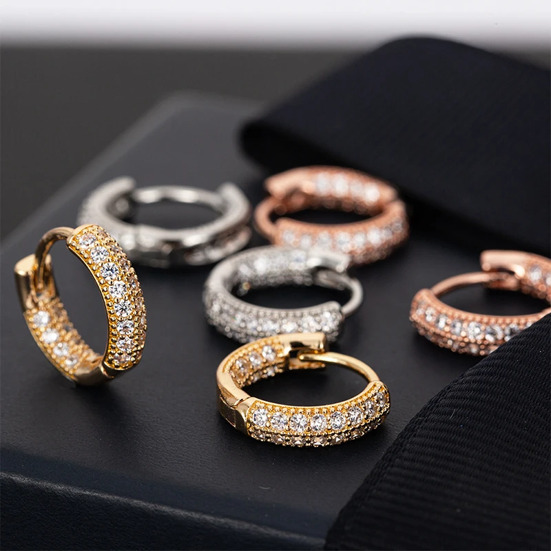 

925 Sterling Silver Fashion Accessories Sparkling Diamonds Gold Earrings Small And Simple Earrings Wedding Jewelry Party Gifts