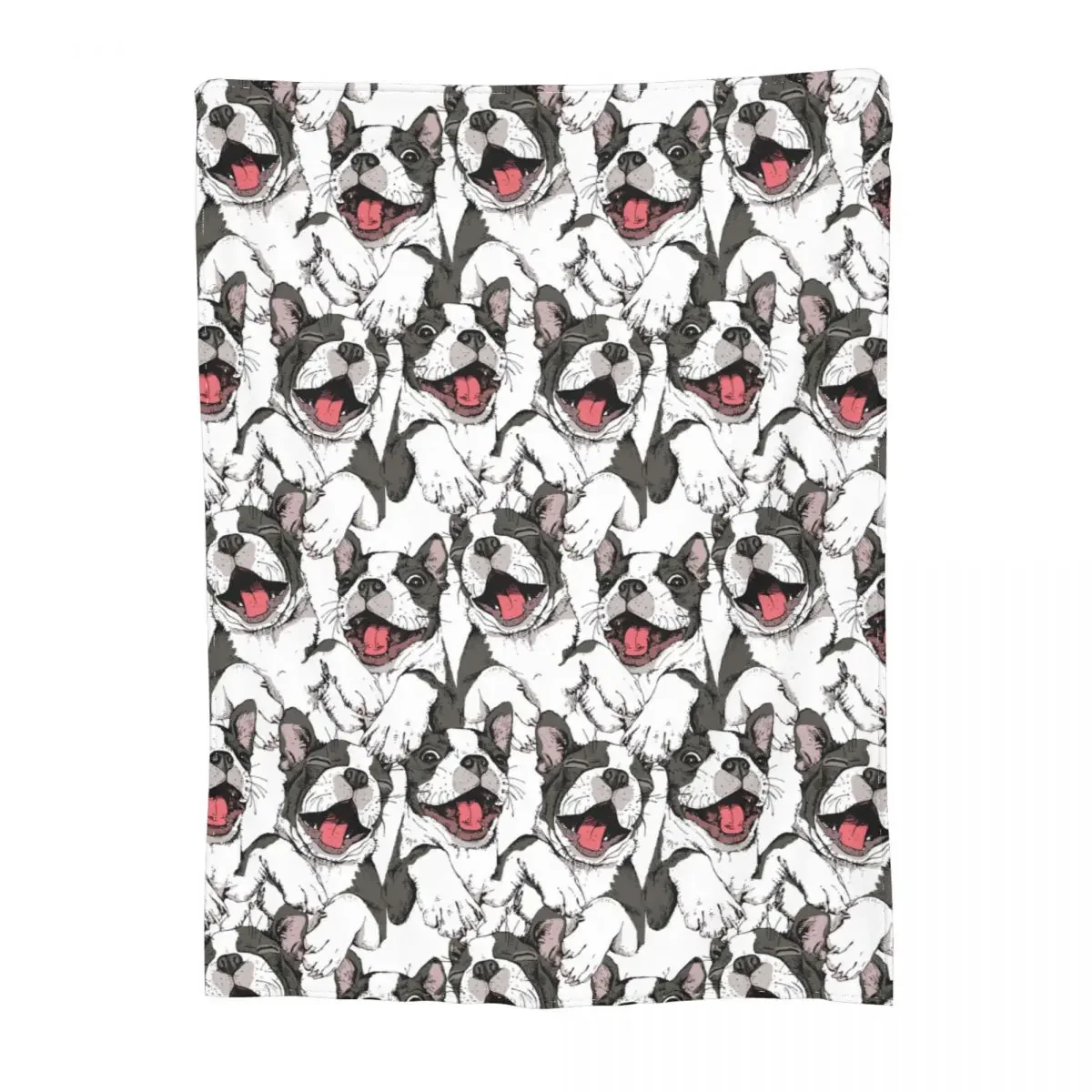 Smiling Funny Boston Terrier Merchandise Blanket Flannel Bedding Dog Adorable Puppy Throw Blankets Soft for Couch Bedspreads