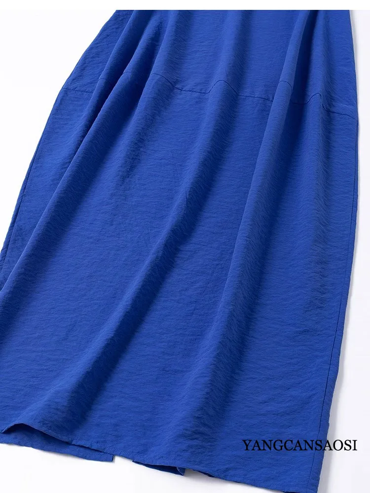 Cool Feeling 76% Natural Mulberry Silk Dry Silk Round Neck Cocoon Shaped Women's Casual Solid Color Vest Dress