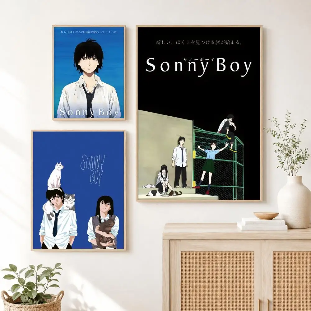 Pop Anime S-Sonny Boy Poster Self Adhesive Wall Art Decor for Bedroom Living Room Office Home Decor Gift
