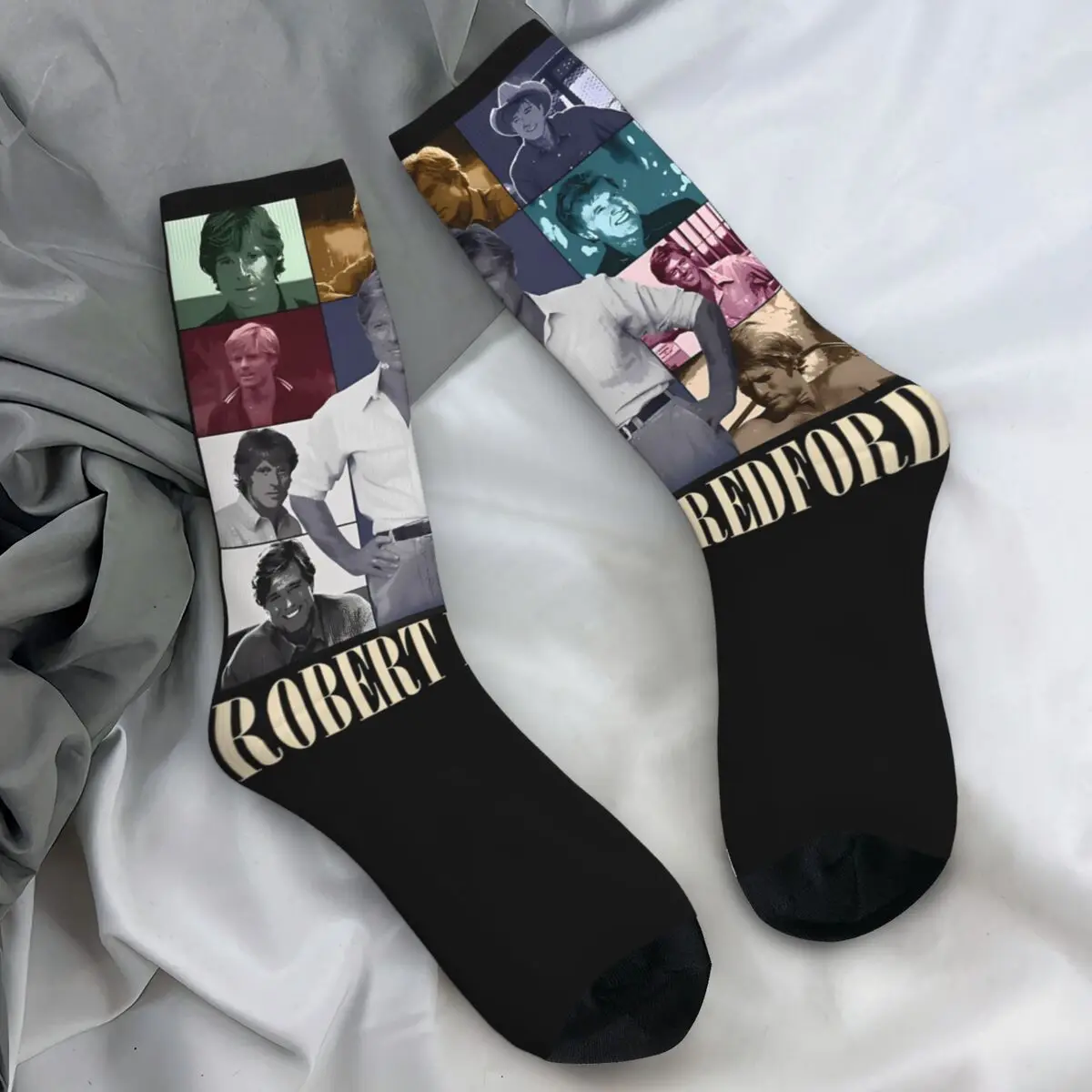 

Robert Redford Memorial Rip Stockings, винтажные носки с принтом, зимние противоскользящие носки, женские и мужские удобные велосипедные носки