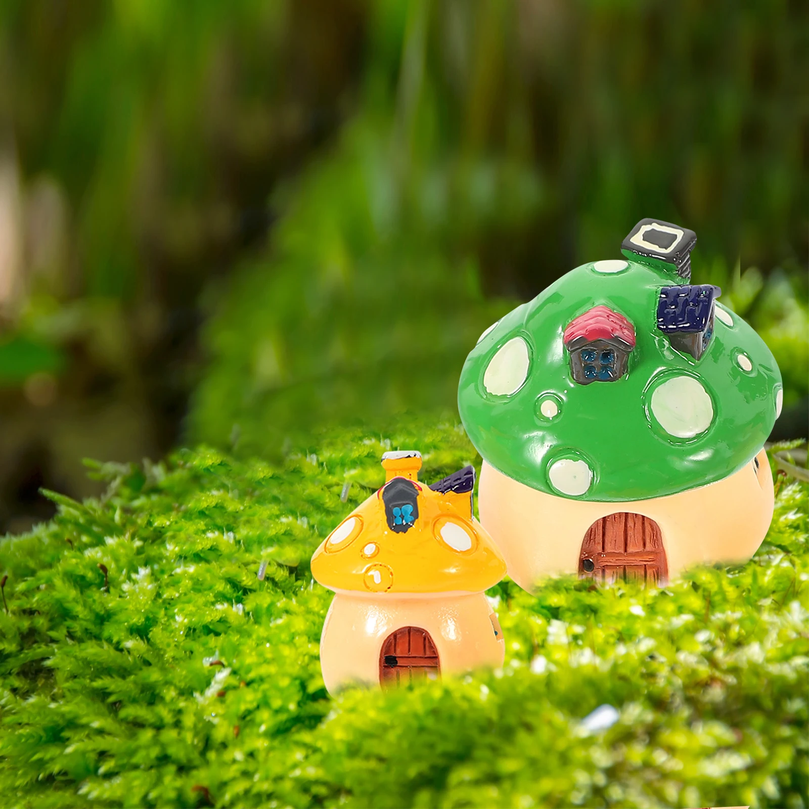 

6 Pcs Mini Mushroom Houses Figurine Resin Statue Miniature Mushrooms Tiny Figurines Decor