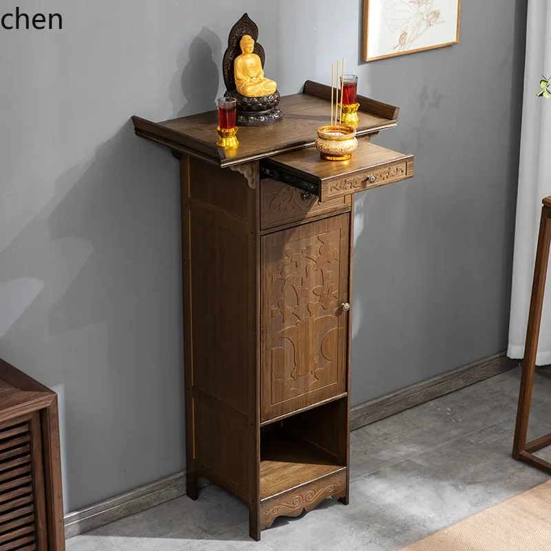 r5.21 Buddhist Altar New Chinese Style Standing Cabinet Offering Table Incense Case Buddha Altar Guan Gong God of Wealth Worship