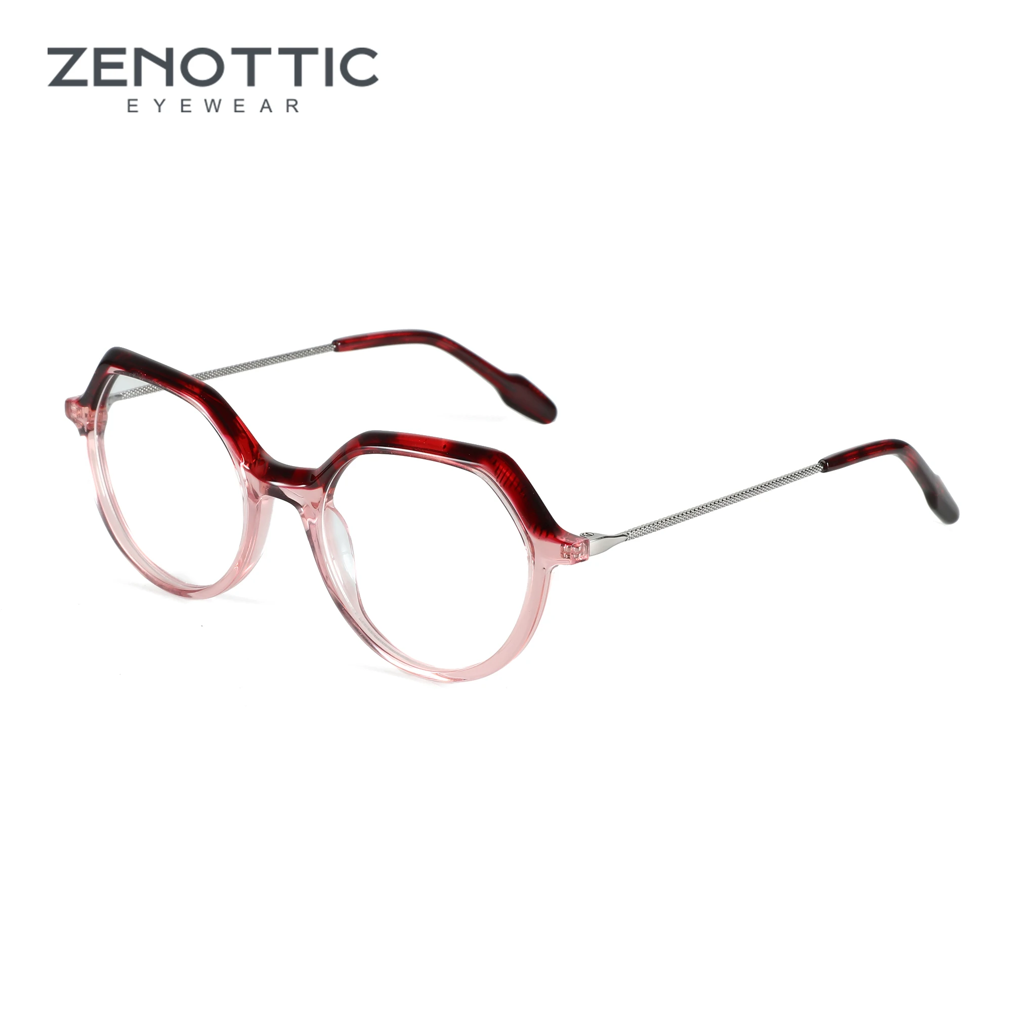 

ZENOTTIC Retro Hexagon Eyeglass Frame with Transparent Lens Eyewear Women Non-prescription Acetate Butterfly Glasses 1974